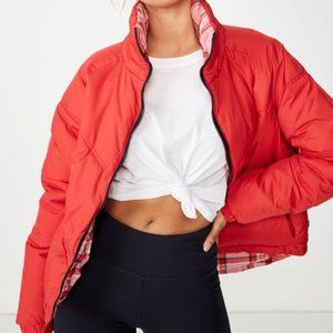 Red Puffer Hiking Jacket Warm Coat 